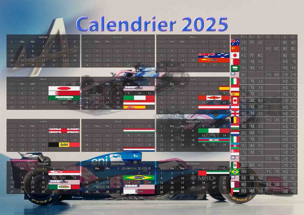 Calendrier F1 2025 Alpine