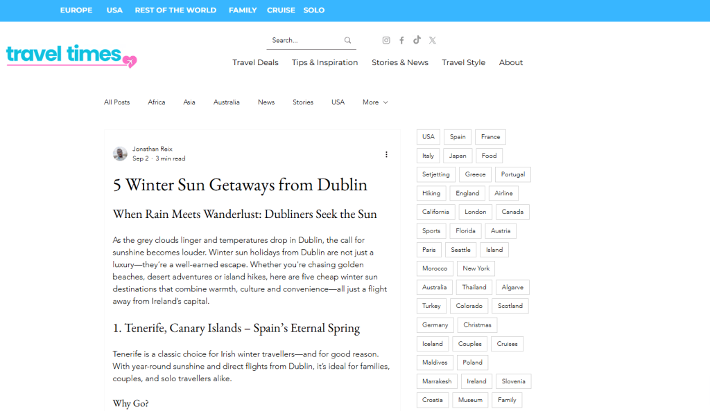 5 winter sun getaways from Dublin
